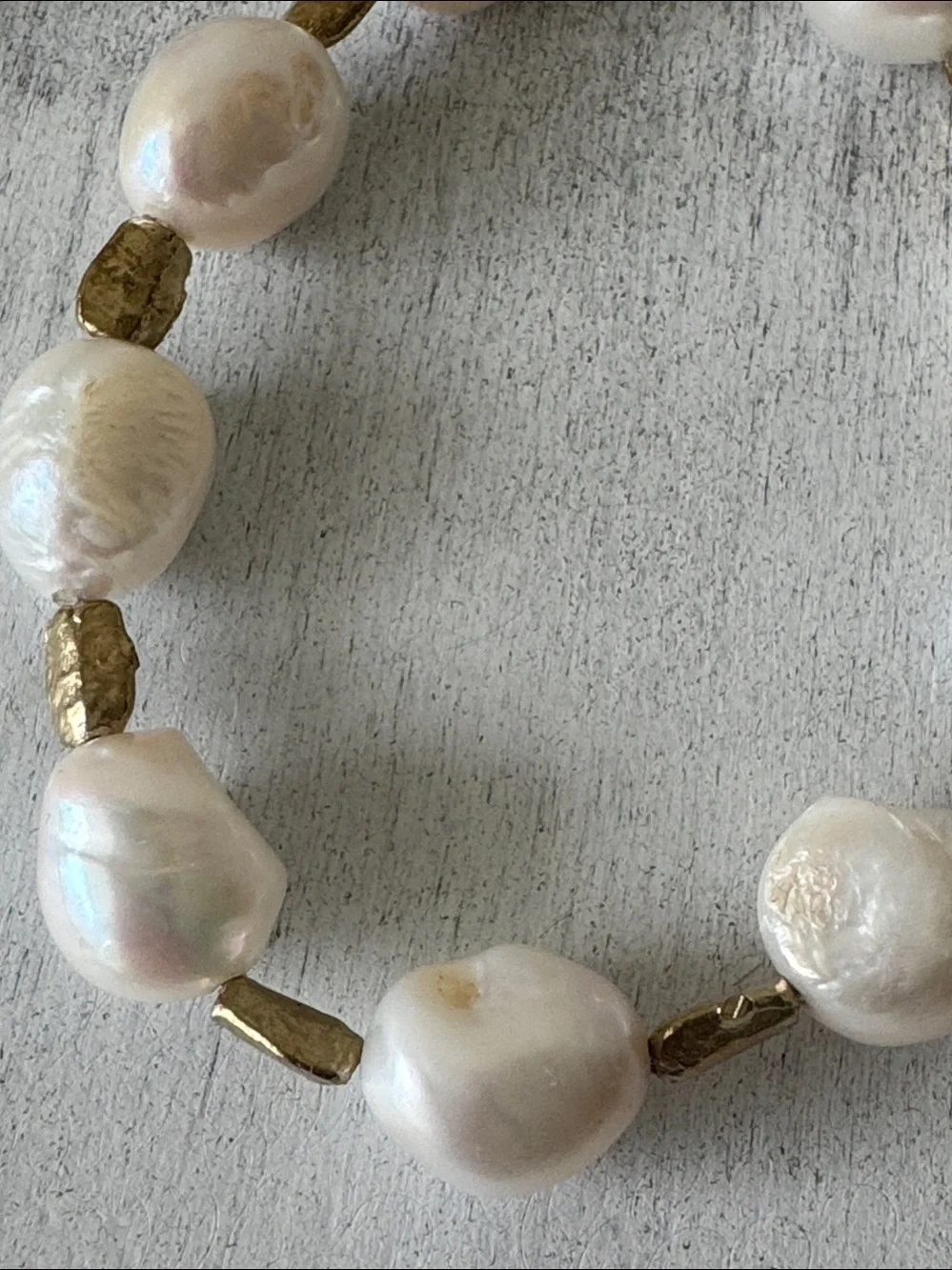 Noa Zuman Fresh Water Large Pearls Bracelet w Gold Plated Studs